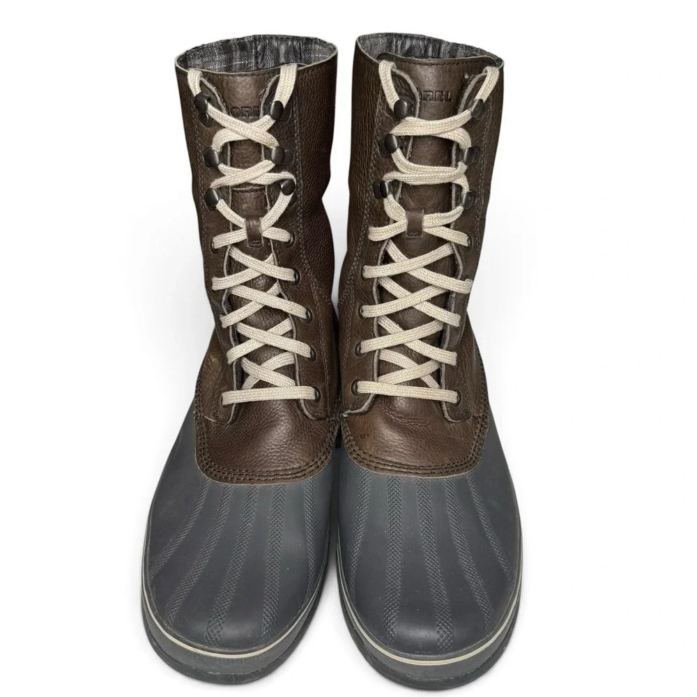 Sorel Boots Mens Size 15 Brown Leather Winter Waterproof Lined Tall Duck Shoes